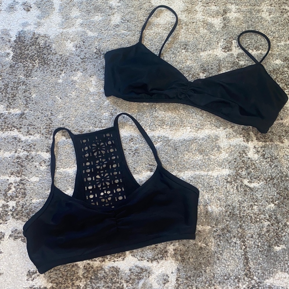 TWO Black Bathing Suit Tops